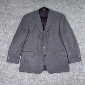 VTG Irvine Park Mens 46R Gray‎ Plaid Lambswool Blazer Sport Coat Jacket Tradcore